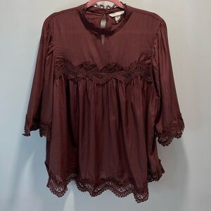 H&M Brown Lace Blouse